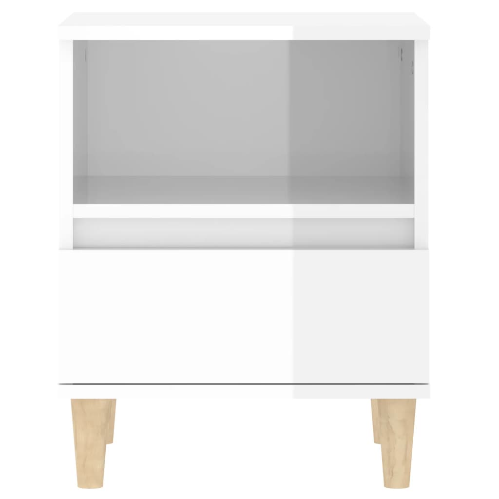 vidaXL Table de chevet blanc brillant 40x35x50 cm