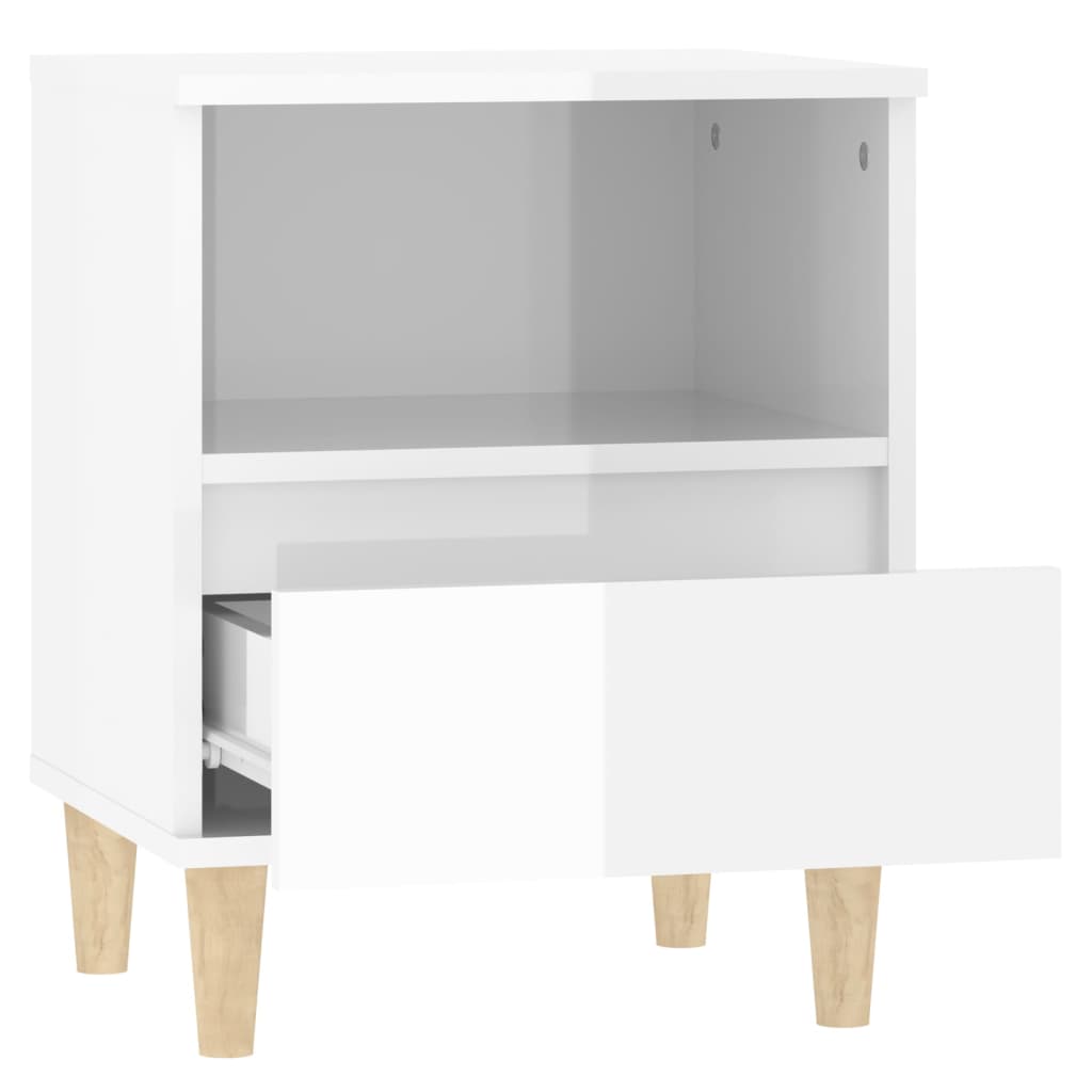 vidaXL Table de chevet blanc brillant 40x35x50 cm