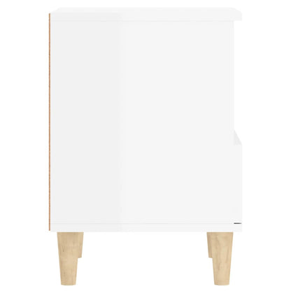 vidaXL Table de chevet blanc brillant 40x35x50 cm