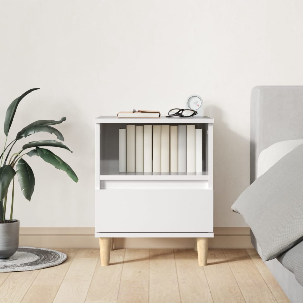 vidaXL Table de chevet blanc brillant 40x35x50 cm
