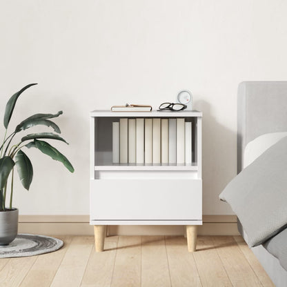 vidaXL Table de chevet blanc brillant 40x35x50 cm