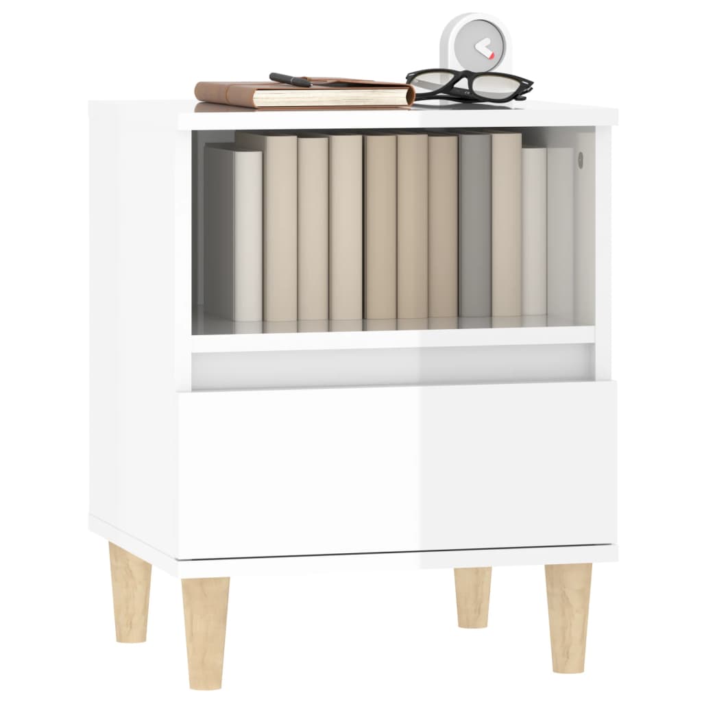 vidaXL Tables de chevet 2 pcs Blanc brillant 40x35x50 cm