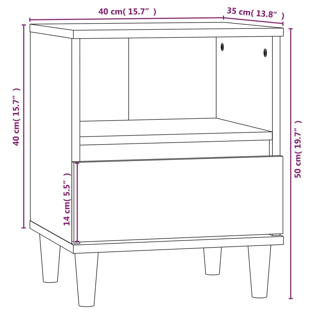 vidaXL Tables de chevet 2 pcs Aspect chêne marron 40x35x50 cm