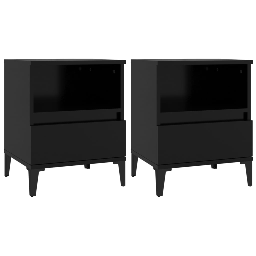 vidaXL Nachttische 2 Stk. Schwarz 40x35x50 cm