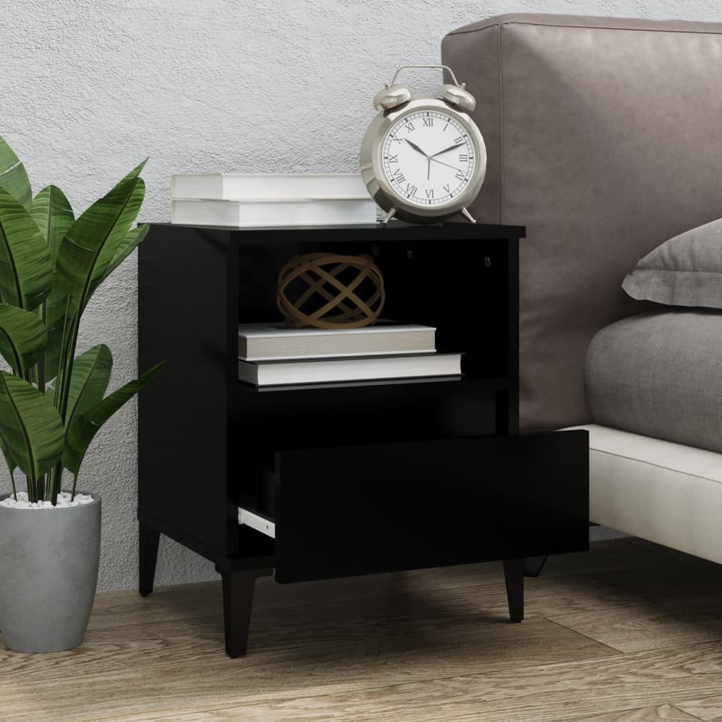 vidaXL Nachttische 2 Stk. Schwarz 40x35x50 cm