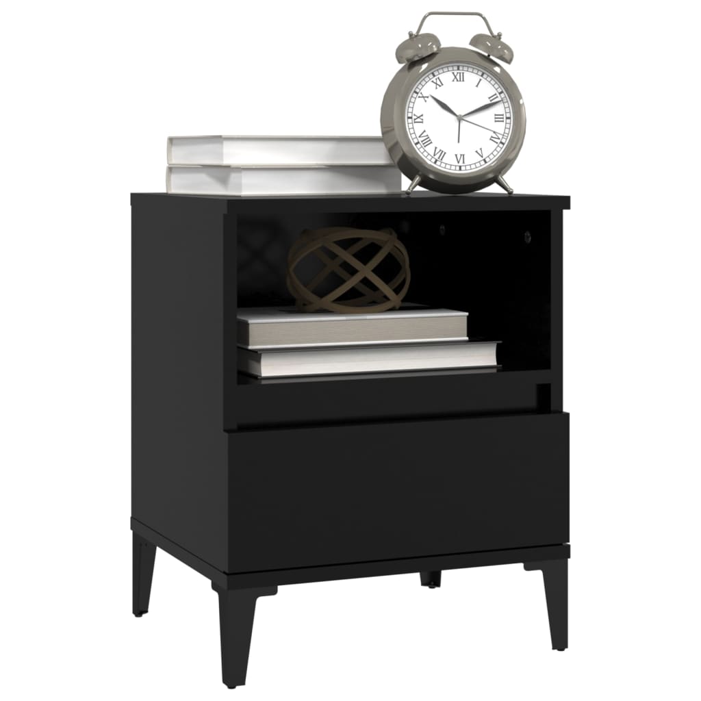 vidaXL Nachttische 2 Stk. Schwarz 40x35x50 cm