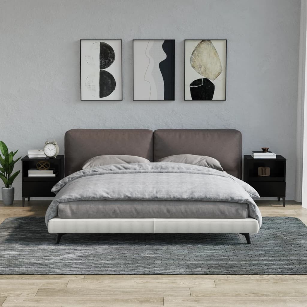 vidaXL Nachttische 2 Stk. Schwarz 40x35x50 cm