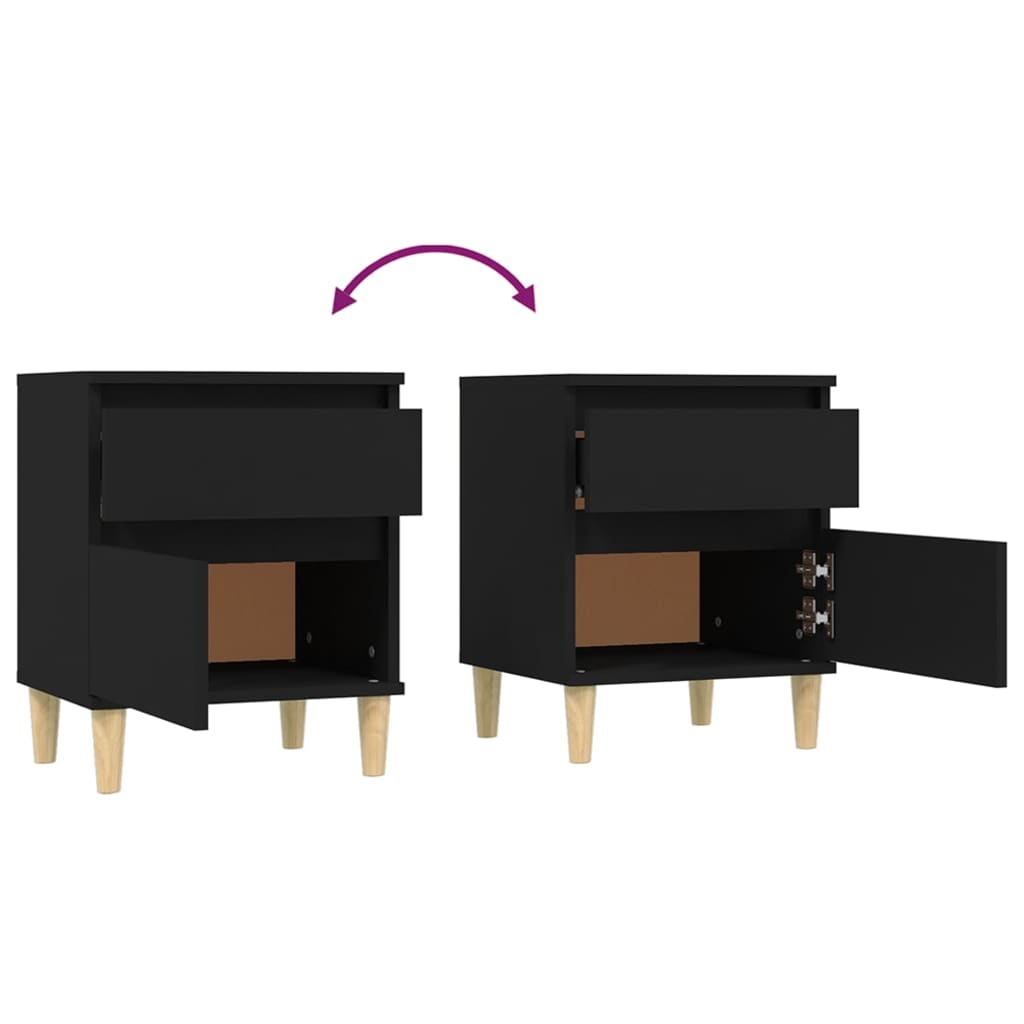 vidaXL Nachttische 2 Stk. Schwarz 40x35x50 cm