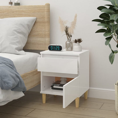 vidaXL Table de chevet blanc brillant 40x35x50 cm