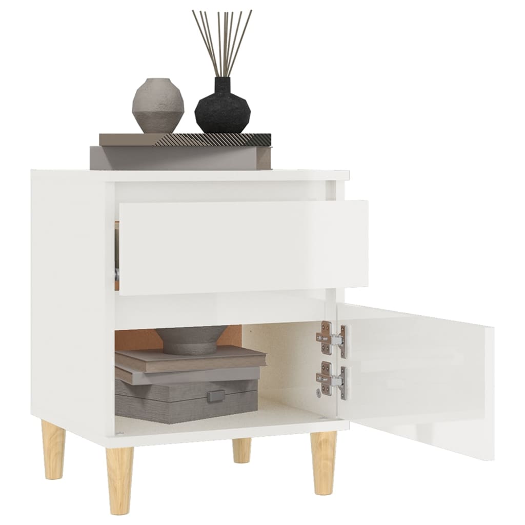 vidaXL Table de chevet blanc brillant 40x35x50 cm