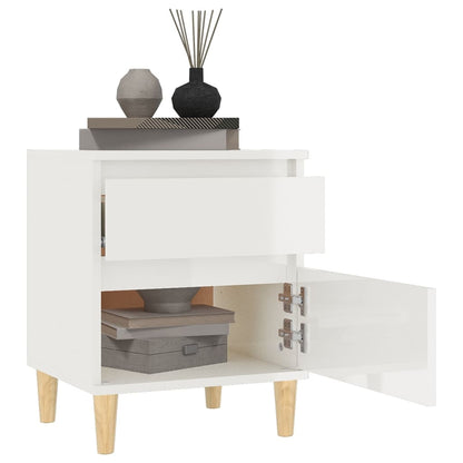 vidaXL Table de chevet blanc brillant 40x35x50 cm