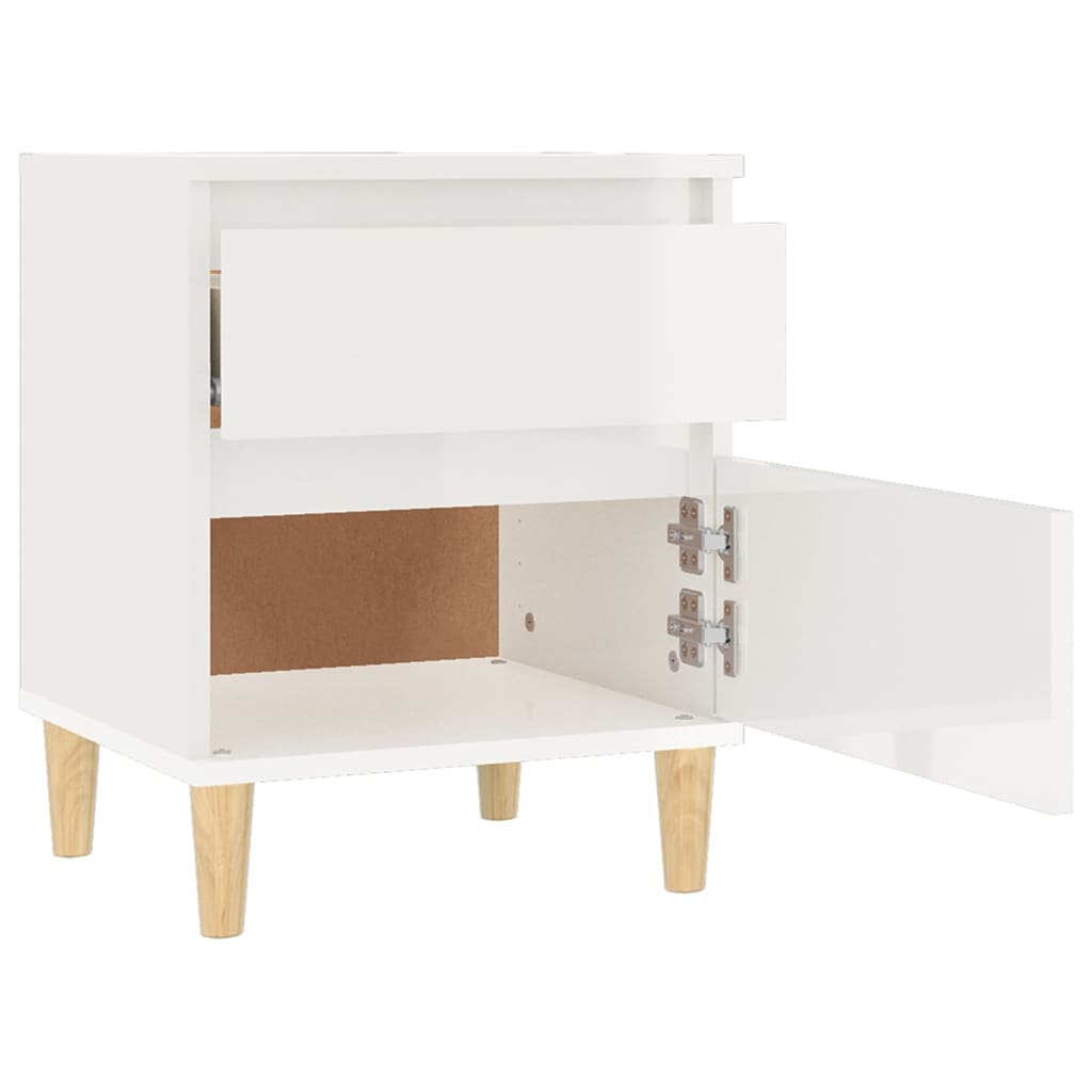 vidaXL Table de chevet blanc brillant 40x35x50 cm