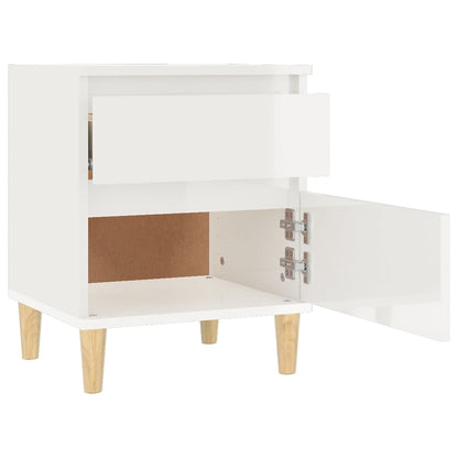 vidaXL Table de chevet blanc brillant 40x35x50 cm