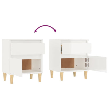 vidaXL Table de chevet blanc brillant 40x35x50 cm