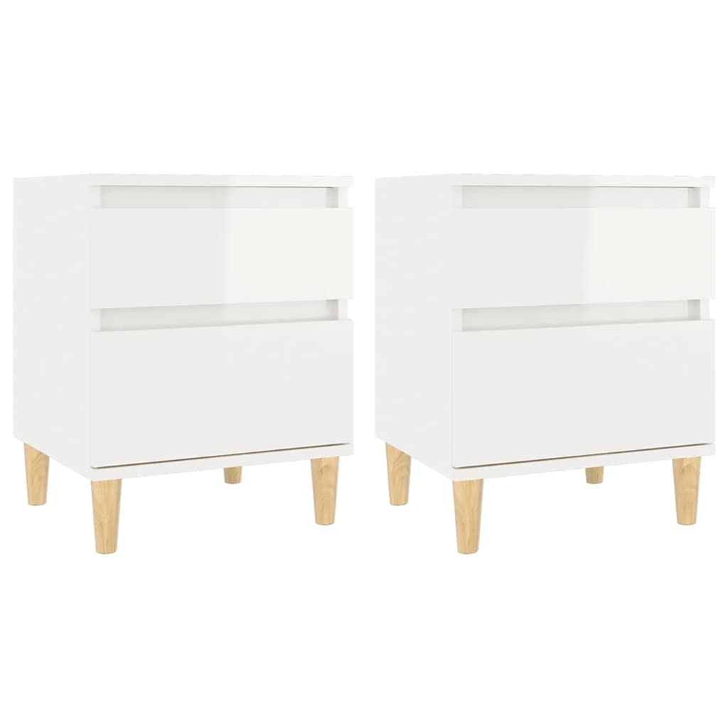 vidaXL Tables de chevet 2 pcs Blanc brillant 40x35x50 cm
