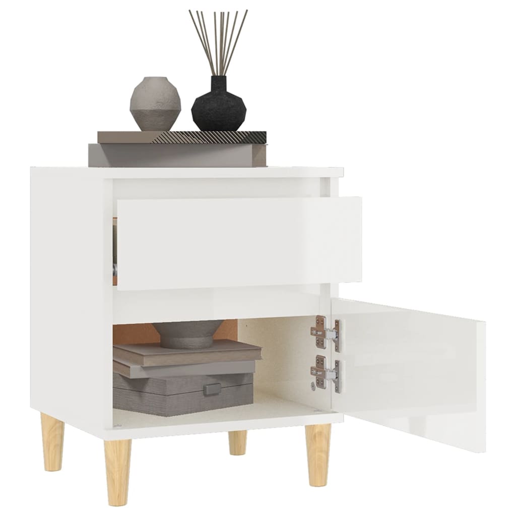 vidaXL Tables de chevet 2 pcs Blanc brillant 40x35x50 cm