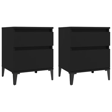vidaXL Nachttische 2 Stk. Schwarz 40x35x50 cm