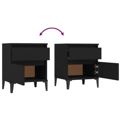 vidaXL Nachttische 2 Stk. Schwarz 40x35x50 cm