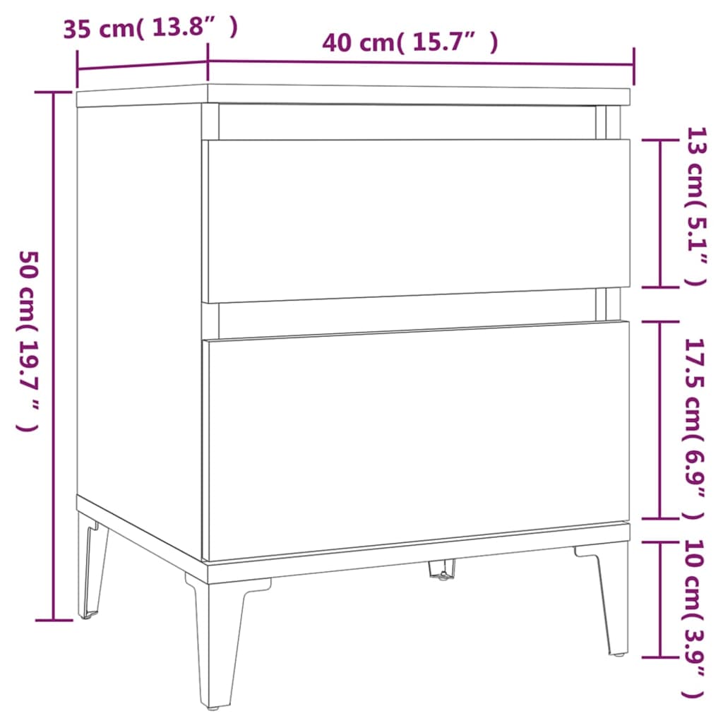 vidaXL Table de chevet chêne Sonoma 40x35x50 cm