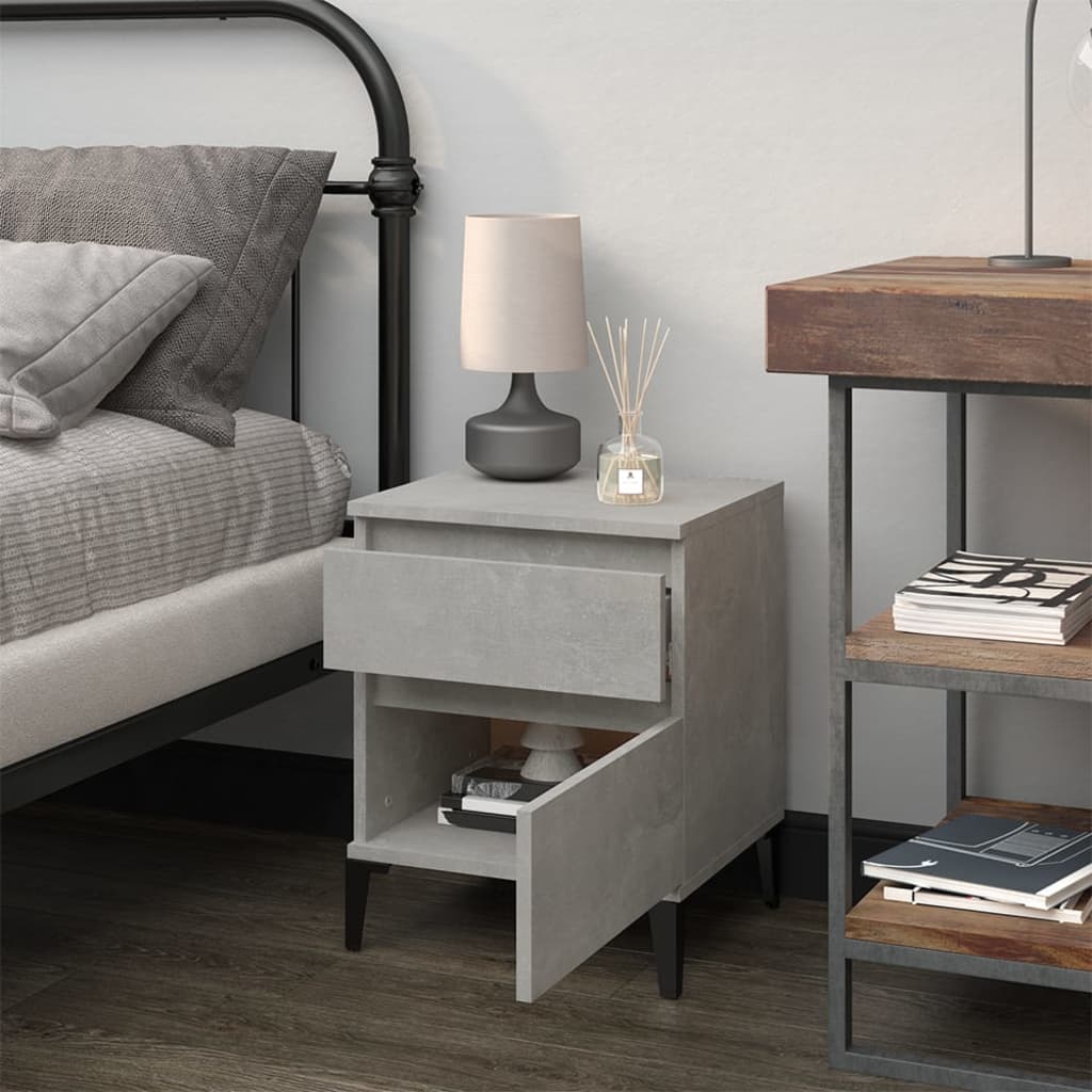 vidaXL Table de chevet gris béton 40x35x50 cm