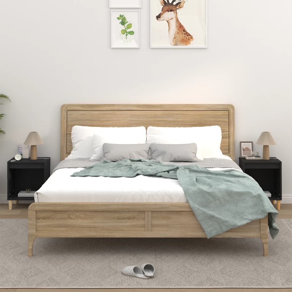 vidaXL Nachttische 2 Stk. Schwarz 40x35x50 cm