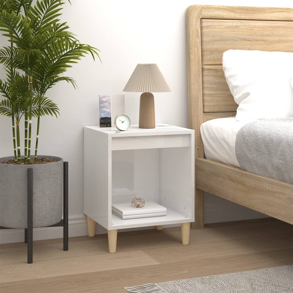 vidaXL Tables de chevet 2 pcs Blanc brillant 40x35x50 cm