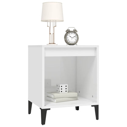 vidaXL Table de chevet blanc brillant 40x35x50 cm