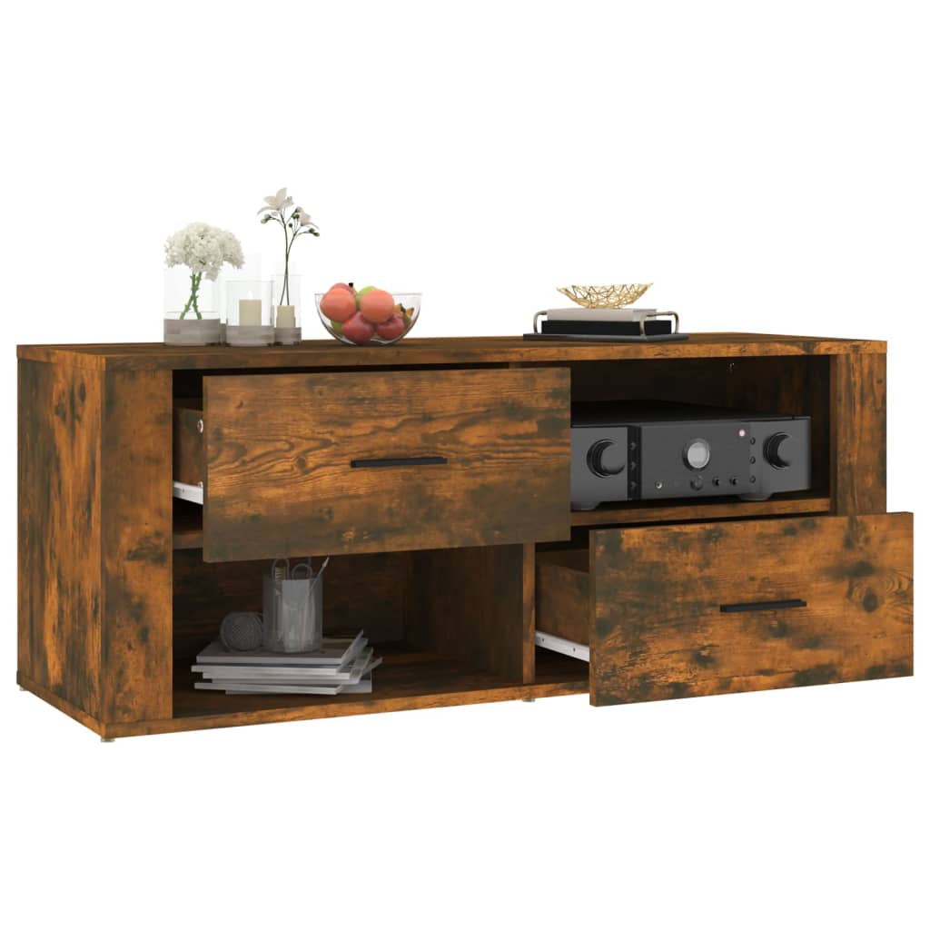vidaXL Meuble TV chêne fumé 100x35x40 cm bois d'ingénierie