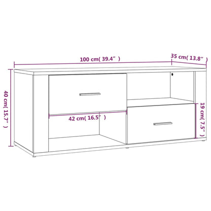 vidaXL Meuble TV chêne fumé 100x35x40 cm bois d'ingénierie