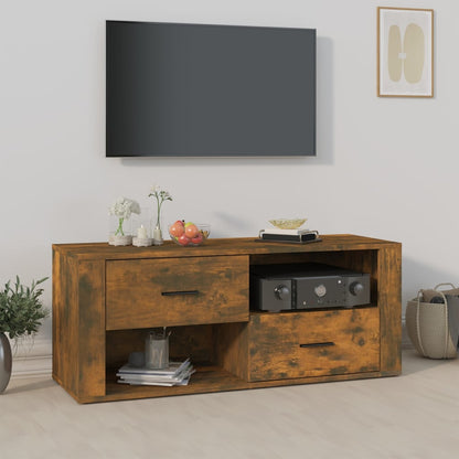vidaXL Meuble TV chêne fumé 100x35x40 cm bois d'ingénierie