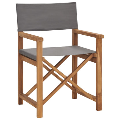 vidaXL Chaises de réalisateur 2 pcs Bois de teck massif Gris