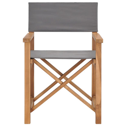 vidaXL Chaises de réalisateur 2 pcs Bois de teck massif Gris