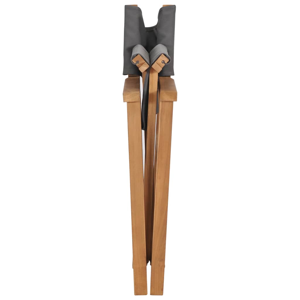 vidaXL Chaises de réalisateur 2 pcs Bois de teck massif Gris