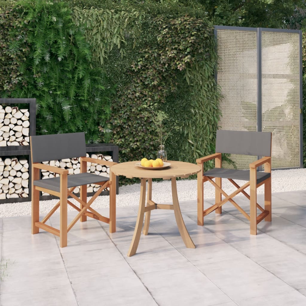 vidaXL Chaises de réalisateur 2 pcs Bois de teck massif Gris
