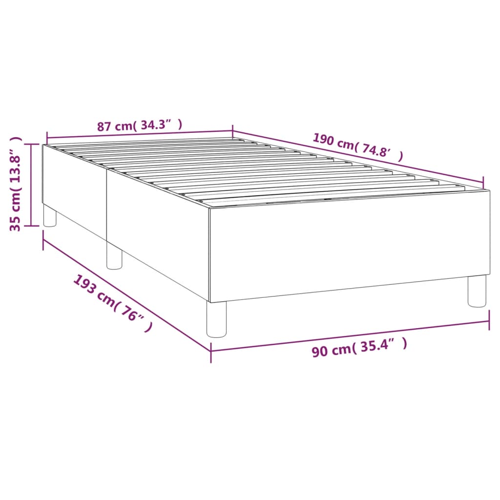 Boxspringbettgestell Grau 90x190 cm Kunstleder
