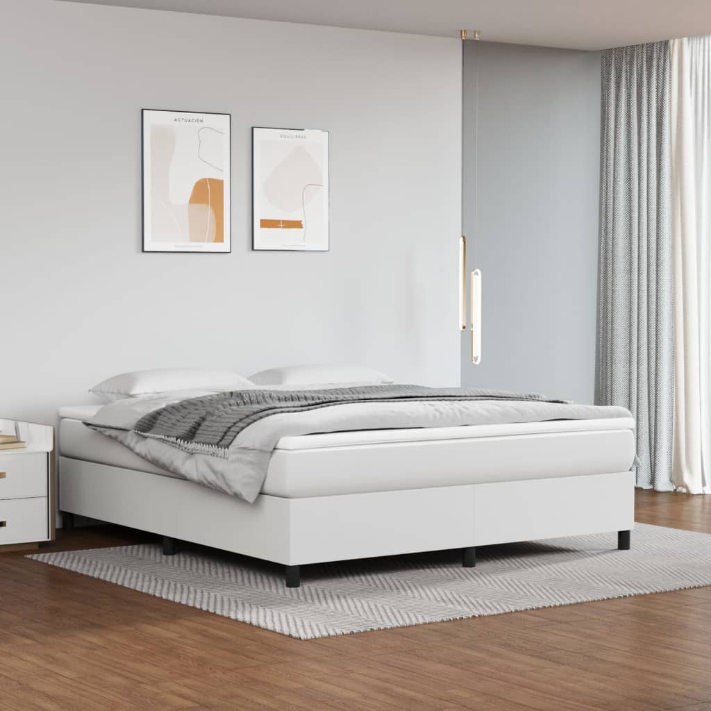 vidaXL Boxspringbettgestell Weiß 160x200 cm Kunstleder