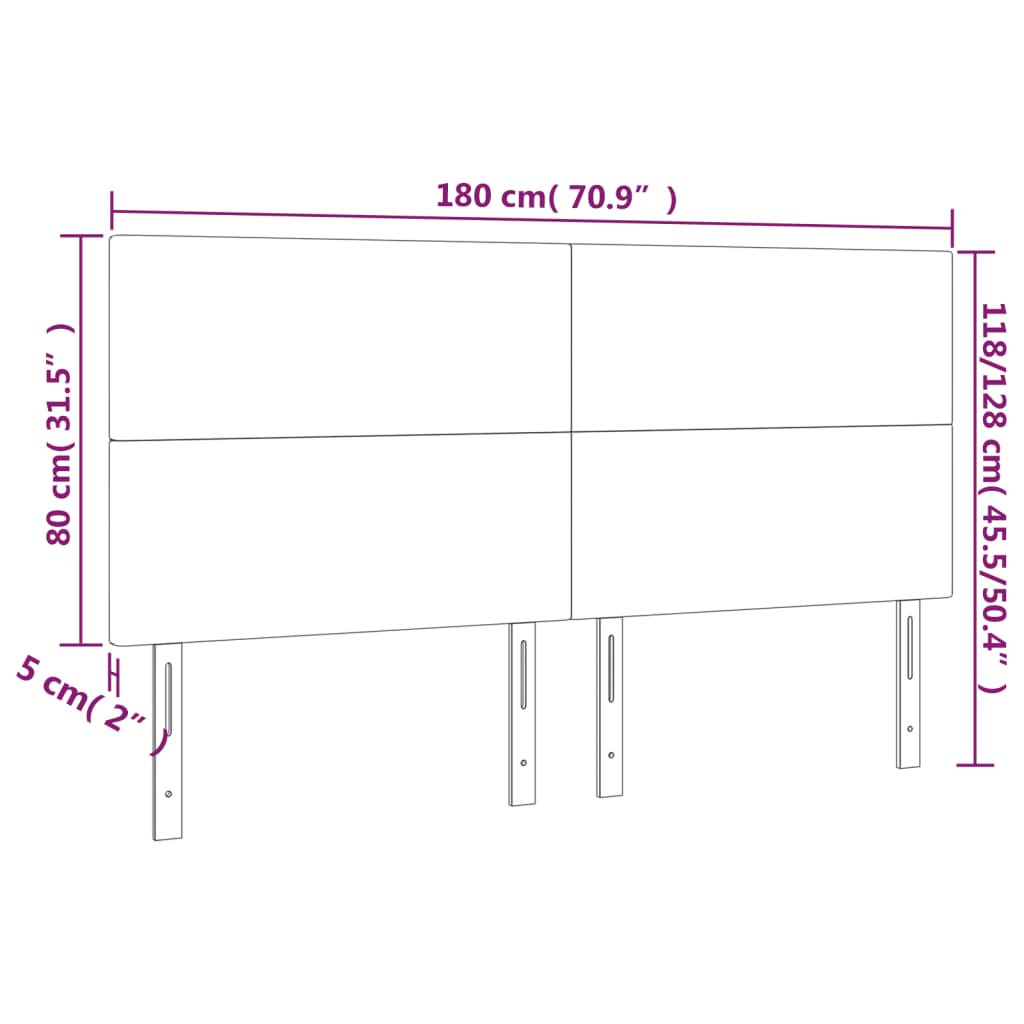 vidaXL Kopfteil Schwarz 180 x 5 x 118/128 cm Stoff