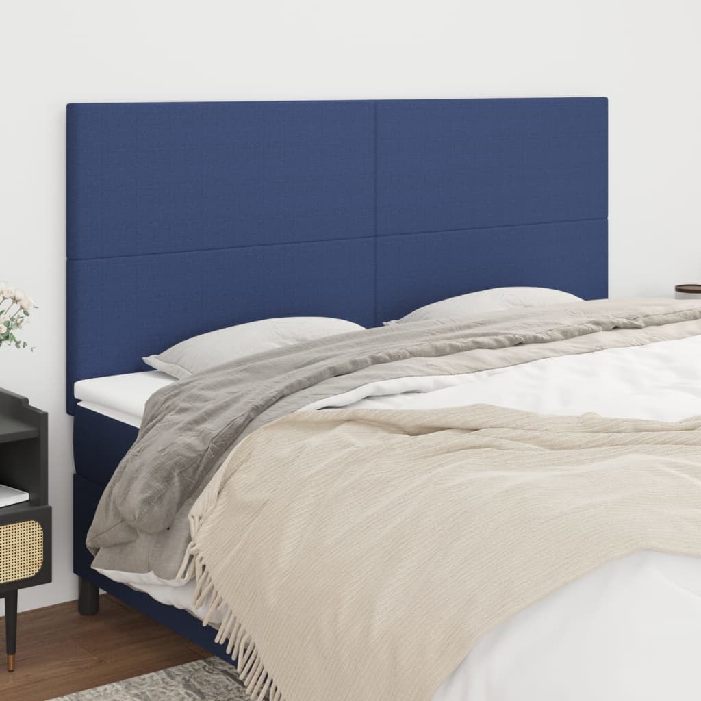 vidaXL Kopfteil Blau 200 x 5 x 118/128 cm Stoff