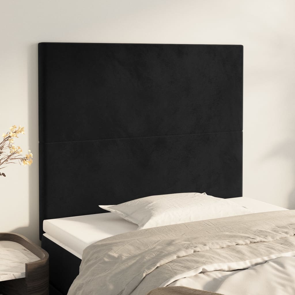 vidaXL Kopfteil Schwarz 100x5x118/128 cm Samt