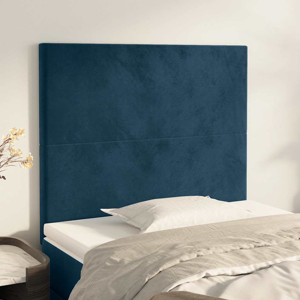 vidaXL Kopfteil Dunkelblau 100x5x118/128 cm Samt