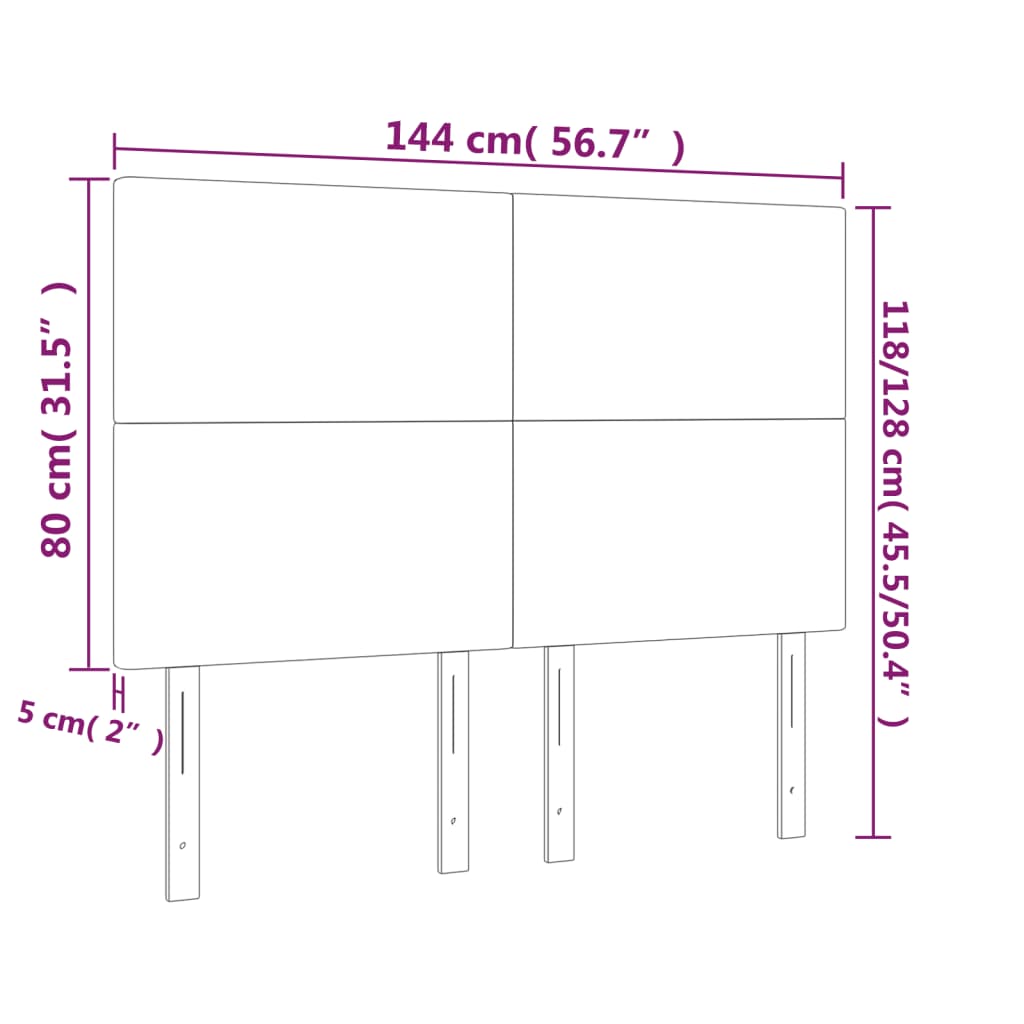 vidaXL Kopfteil Hellgrau 144x5x118/128 cm Samt