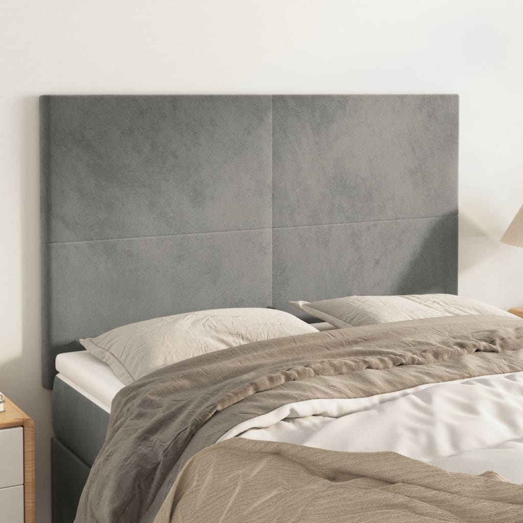 vidaXL Kopfteil Hellgrau 144x5x118/128 cm Samt