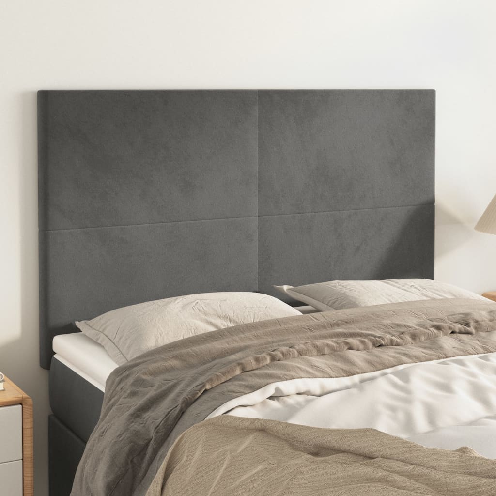 vidaXL Kopfteil Dunkelgrau 144 x 5 x 118/128 cm Samt
