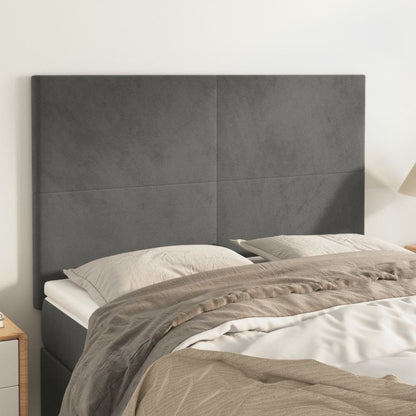 vidaXL Kopfteil Dunkelgrau 144 x 5 x 118/128 cm Samt