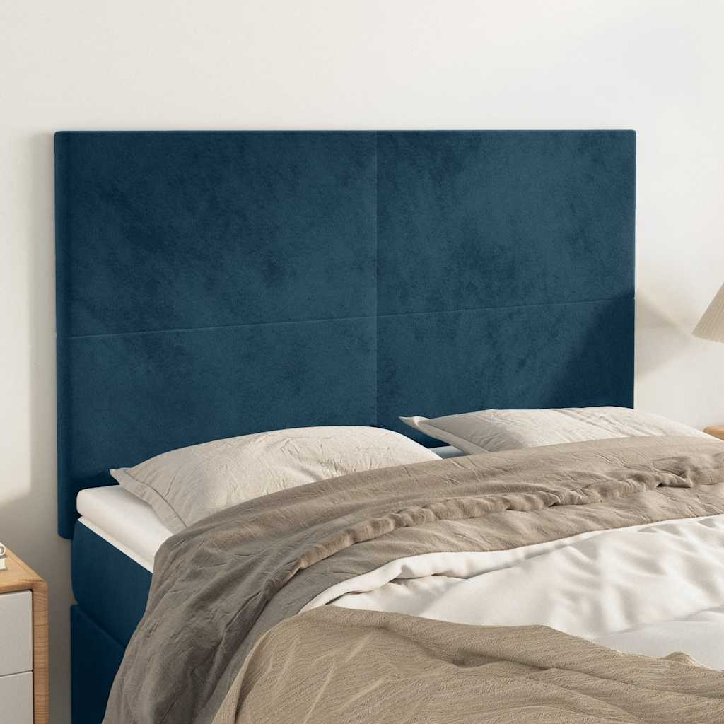 vidaXL Kopfteil Dunkelblau 144x5x118/128 cm Samt