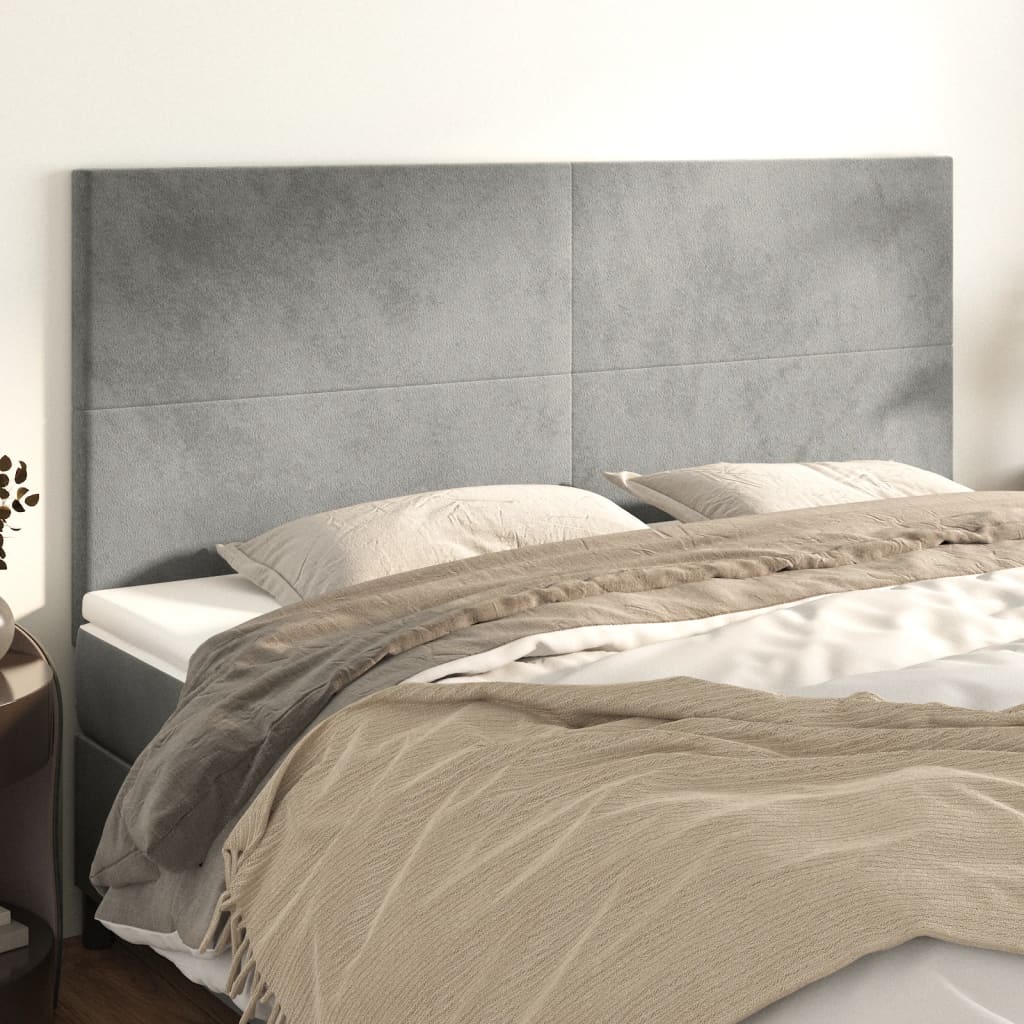 vidaXL Kopfteil Hellgrau 160 x 5 x 118/128 cm Samt