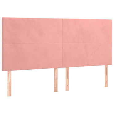 vidaXL Kopfteil Rosa 200 x 5 x 118/128 cm Samt