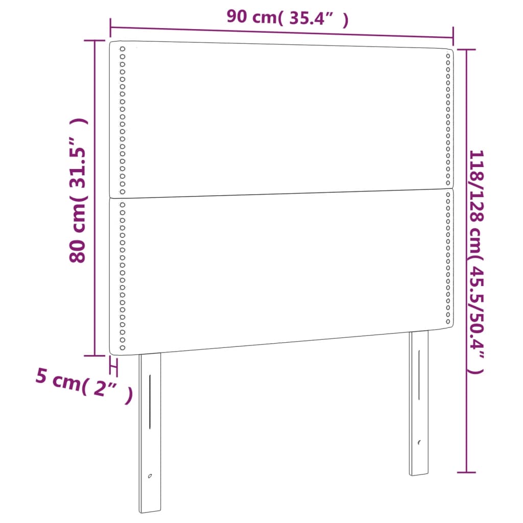 vidaXL Kopfteil Schwarz 90x5x118/128 cm Stoff