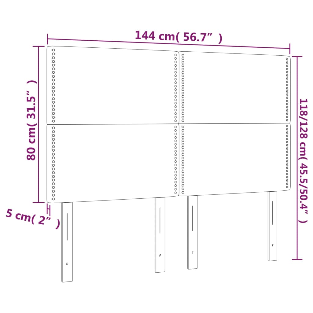 vidaXL Kopfteil Hellgrau 144x5x118/128 cm Stoff
