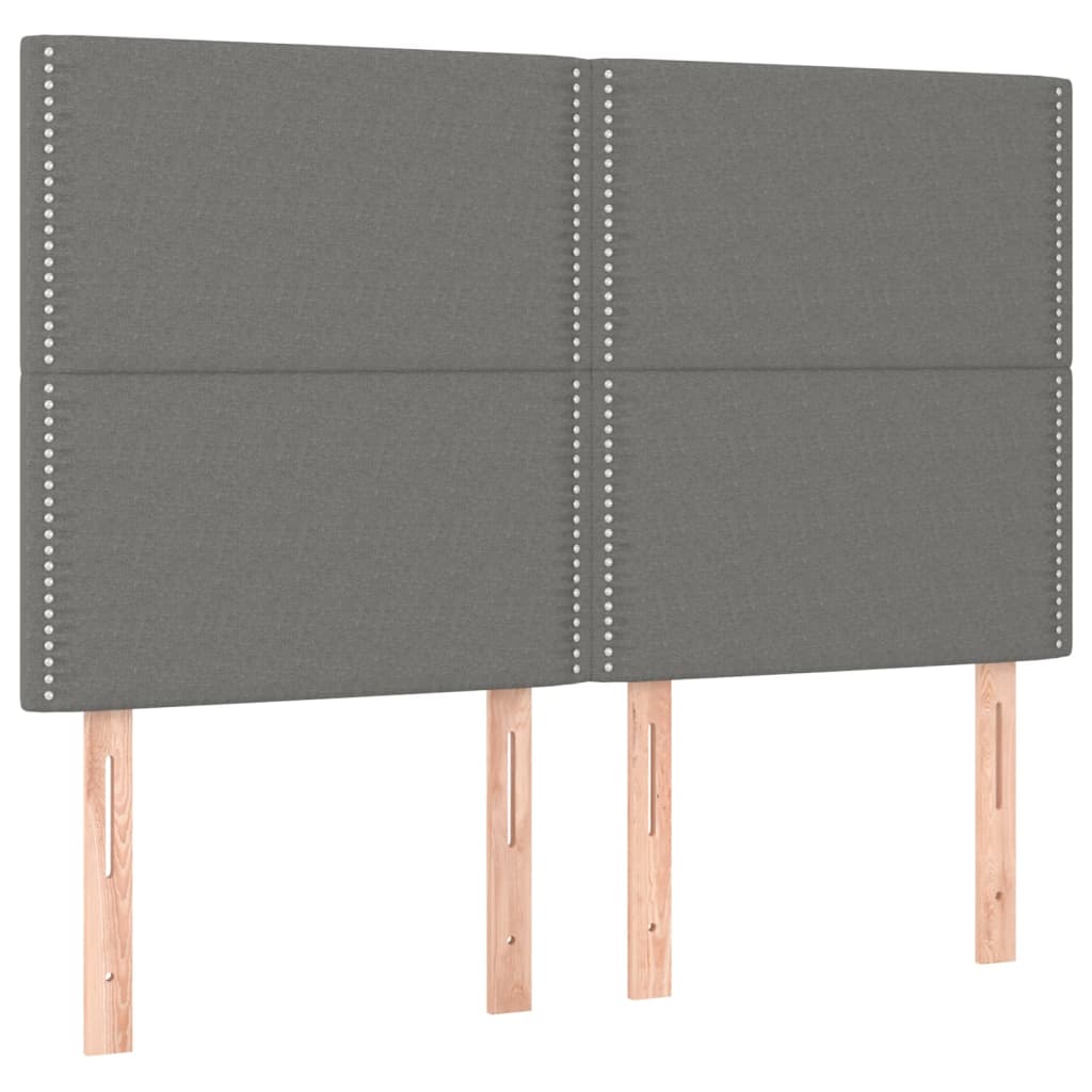 vidaXL Kopfteil Dunkelgrau 144 x 5 x 118/128 cm Stoff